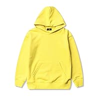 Zengyuan Boys Sweater Children's Pullover Boys Sweatshirt with Pocket and Hood Hooded Long Sleeves Spring and Autumn, Solid Color (Yellow,110cm)