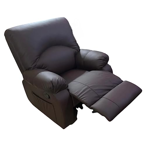 Image of Recliner Sofa Manual Single seat Chair in Leatherette with 5 Years Warranty Motion 1 Seater Reclining Couch Modern & Stylish Living Room settees recliners Comfy Lumbar Support for Sleep