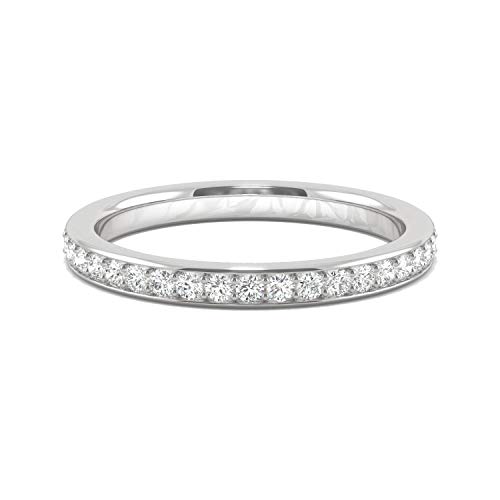 Charles & Colvard 14K White Gold Forever One 1.5mm Round Moissanite Wedding Band, 0.29cttw DEW4