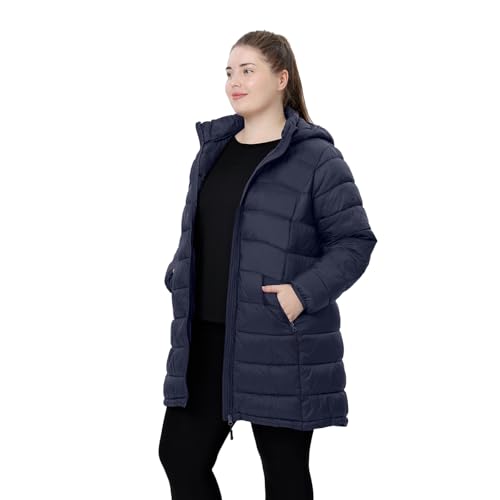 Plus Size Women Packable Puffer Jacket 1X-6X Water-Resistant Lightweight Puffer Coat Detachable Hood2