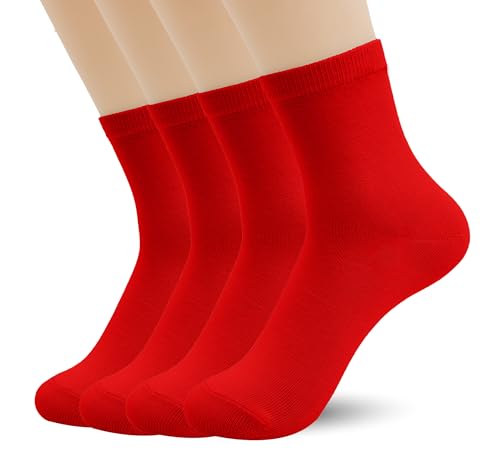 Azwelier Unisex Colorful Quarter Ankle Athletic Socks Breathable Cotton Blend Crew Style 4 Pairs Pack Men 8-12 Women 7-11