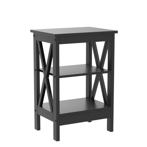 Image of VECELO Modern Nightstands X-Design Side End Table Night Stand with Storage Shelf for Bedroom, Living Room, Engineered Wood