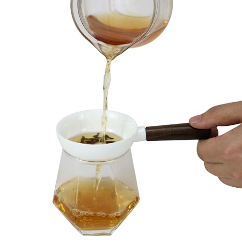 EIKS Ceramic Tea Strainer Filter with Wooden Handle