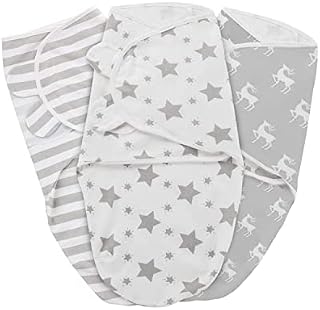 MOXTOYU Baby Swaddle Blanket 0-3 M, 100% Cotton Breathable Baby Swaddle Wrap Newborn, Adjustable Newborn Baby Swaddle Blanket, Gift for Christmas Birthday to Newborn Baby Girl or Baby Boy (3 PACK)