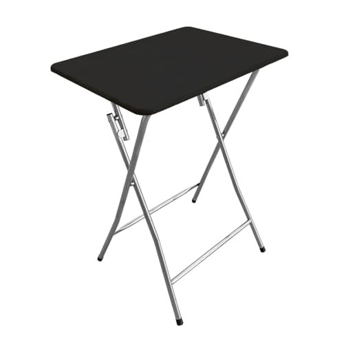 Acomoda Textil – Mesa Auxiliar Plegable de Madera y Aluminio 48x38x66 cm. Mesa Multifunción Portátil, Resistente y Estable para Cocina, Terraza, Jardín o Patio, Negro.