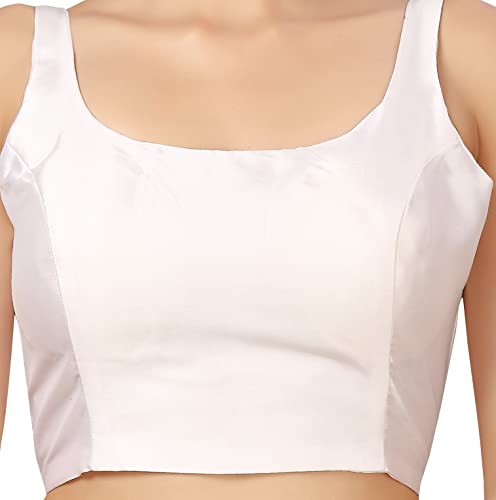 Image of Studio Shringaar Women's Polyester Sleeveless Satin Padded Saree Blouse