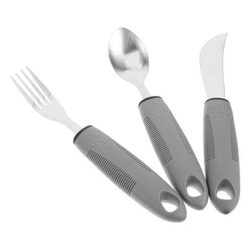 NULYLU 1 Set Elderly Tableware Tremble Proof Utensil Adaptive Forks Elderly People Spoon Eating Utensils for Disabled People Adaptive Utensils Self Feeding Utensil Stainless Steel Grey