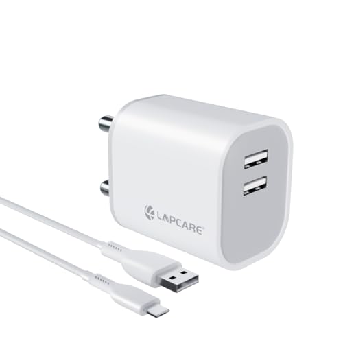 LAPCARE Adopt 2.4A 12w Dual USB Port 5V/2.4A Wall Charger,Comes with 1M Type-C Cable, USB Adapter for iPhone 11/Xs/XS Max/XR/X/8/7/6/Plus, iPad Pro/Air 2/Mini 3/Mini 4, Samsung S4/S5 (White) (B0CR7KZY2T) Amazon Price History, Amazon Price Tracker