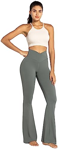 Image of Sunzel Flare Leggings, Crossover Yoga Pants with Tummy Control, High-Waisted and Wide Leg