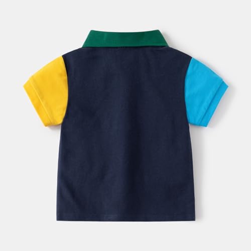 Yueary Camiseta infantil unissex Toddle para meninos e meninas lapela botão color block verão casual