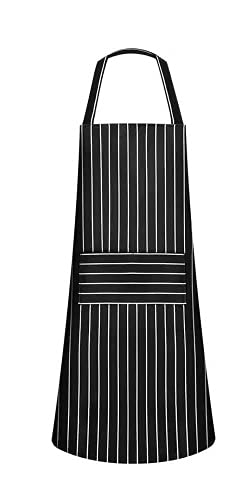 Crazy Weaves 100% Soft and Cool Cotton Black Apron with White Stripe for Home & Hotel Usage