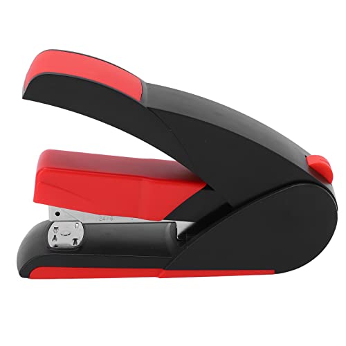 Grapadora Grapadora portátil de gran capacidad con 100 puntadas con mango ergonómico para oficina, escritorio, escuela, uso doméstico, hierro ABS, material de silicona, 10 x 4 x (5652 negro (rojo))
