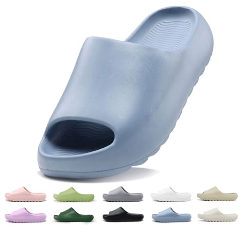 Image of Kids Lightweight Soft EVA Non-Slip Slides Slippers Open Toe Comfy Sandals for Toddler Boys Girls Children Bathroom Shower Summer Pool Beach Slippers
