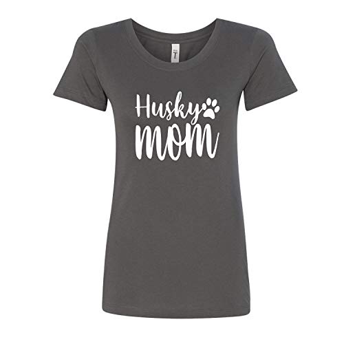 Husky Mom Printed Ladies Next Level Brand Short Sleeve Tee Shirt Dark Grey
