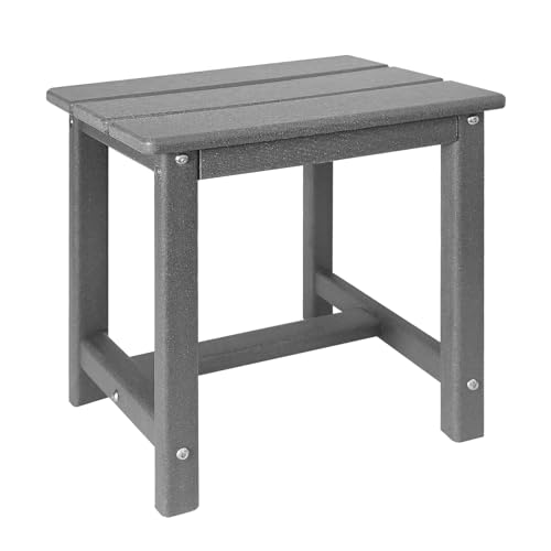 Adirondack Square Side Table,one-Tier Outdoor end Table, Patio Side Table for Pool,Porch,Backyard,Relaxing Companion (Grey)