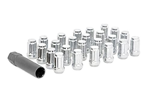 Rough Country 24-Piece Lug Nut Set - M14x1.5 Thread, Bulge Acorn Style, Chrome Lug Nuts with Socket Key, Corrosion-Resistant for Aftermarket Wheels by Rough Country - Used condition - US$23.77