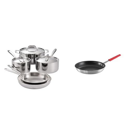 Tramontina 8-Piece Tri-Ply Clad Cookware Set with 12-Inch Professional Nonstick