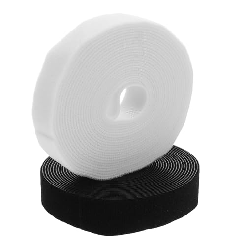 Reusable Cable Organizer Straps 2.5cm X 5m Hook and Loop Cord Ties for Desk and Office Electric Cable Management Self-adhesive Nylon Data Wrap Black and White Set Random Color