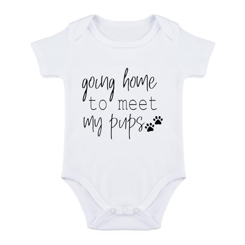 Image of SproutJoy Going Home To Meet My Pups Baby Bodysuit Best Friend Baby Bodysuit Coming Soon Animal Lover Baby Bodysuit