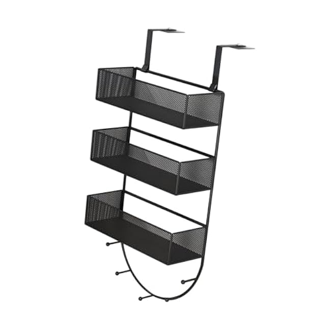 Fridge Organizer Shelf with Hooks Hanger Fruits Refrigerator Storage Rack Side Containers for Laundry Room Pantry Cabinet, 26cmx13cmx67cm