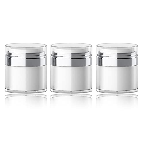 Ulife Mall Airless Pumpspender, 3 Stück 50ml Creme Pumpspender Leer Airless Creme Pumpe Flasche Vakuumcreme Gläser Nachfüllbare Lotion Gläser Creme Spender mit Deckel für Reise Home Verwendung Cover