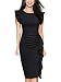 Miusol Women's Retro Ruffles Cap Sleeve Slim Business Pencil Cocktail Dress (Medium, Black)
