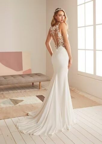 SYYS Mermaid Long Wedding Dress for Bride 2024 Lace Appliques Bridal Dress SYYS26-F4