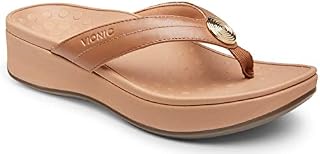 Vionic Women's Pacific Pilar Toe-Post Sandals - Ladies Platform Flip Flops with Concealed
