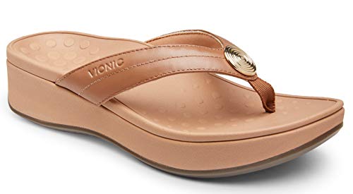 Vionic Women's Pacific Pilar Toe-Post Sandals - Ladies Platform Flip Flops with Concealed
