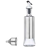 Olive Oil Bottle, Vinegar and Sauce Dispenser,  11ounce/300milliliter Olive Oil Dispenser with Drip-Free Spout and Stainless Steel Funnel for Kitchen BBQ Camping