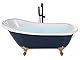 Retro Badewanne blau/weiß oval freistehend 153 x 77 cm Löwenfüße in Gold Cayman
