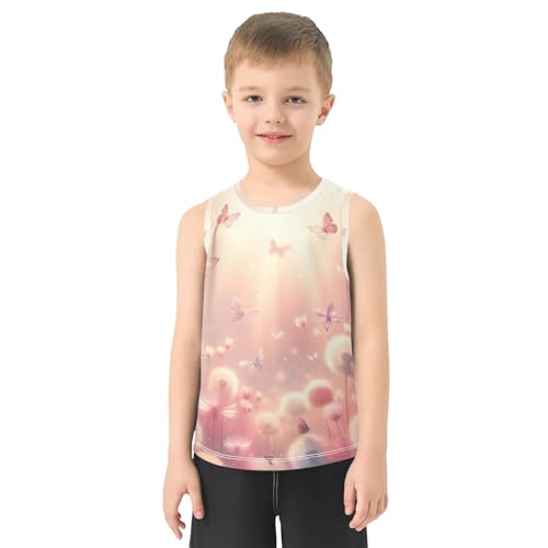 susiyo Dandelion Field and Butterfly Boys Sleeveless Tank Top Girls Athletic T Shirt2