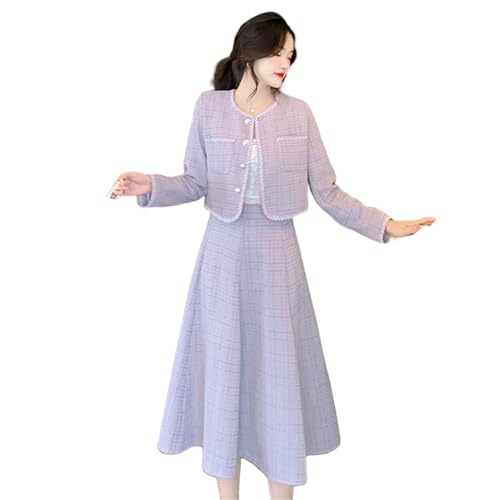 Ensemble veste en laine femme contre le froid style tweed