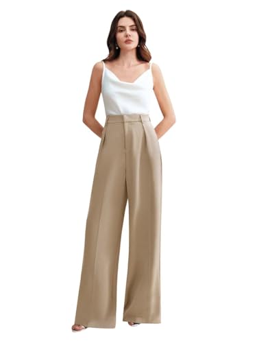 Image of KOTTY Trendy Beige High Rise Formal Straight Trousers for Women's Wardrobe Essential