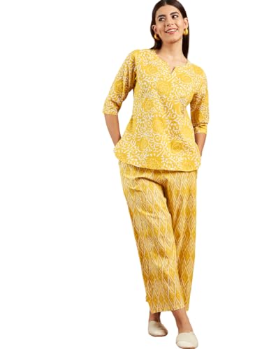 Image of Modeve Women Printed Cotton Night Suit Set with Pyjama /Pallazo Women Lower || Women Pyjama || Lounge Pants II Night Wear