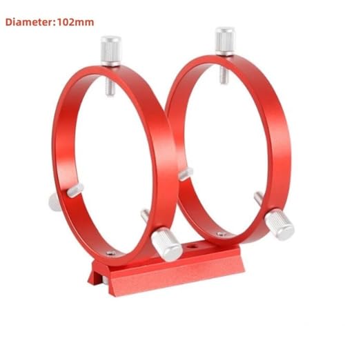Anillos guía de 102 mm para telescopios con placa y tornillos en rojo 2