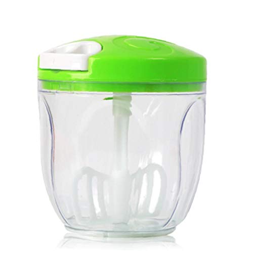 Manual picadora mezclador Licuadora máquina de picar alimentos vegetales con 3 cuchillas de acero inoxidable multifuncionales para carne, frutas, verduras, frutos secos, hierbas 900ml-verde