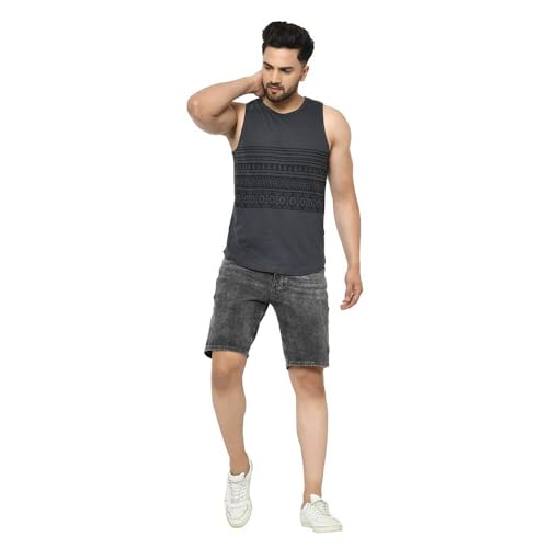 Image of Rigo Stylish Cotton Printed Vest for Men | Round Neck,Regular Fit, Sleeveless T-Shirt Vest for Men | Casual Innerwear Sando for Men & Boys - Perfect for Workouts Gym, Vacations, and Beaches