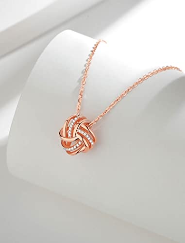 INFUSEU Sterling Silver Love Knot Earrings Necklaces for Women Girls, Romantic Love Forever Gifts for Girlfriend/Wife/Daughter2