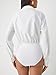 CIDER Collar Solid Button Long Sleeve Blouse Bodysuit: White, S