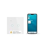 Smart Touch Light Switch 2 Gang 1 Way WiFi Wall Light Switch Works with Apple HomeKit, Alexa, Google Home and SmartThings, App/Voice Control, Glass Panel, 10A 300W Neutral Wire Required White