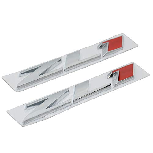 Image of 3D Metal Emblem Badge Letter Rear Side Door Nameplate Compatible with Zl1 2Pack (Silver Red)