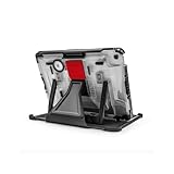 PIVOT A22A Atlas 10th Gen iPad Case - Rugged Tough Military-Grade Shockproof 360° Drop Protection, 120° Kickstand, Patented Cooling, Removable Screen Cover & Aviation Pilot - Clear Body/Red Clip