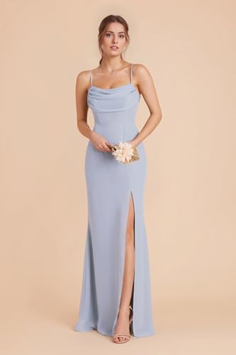 Off Shoulder Bridesmaid Dresses for Women Long Ruched Chiffon Mermaid Formal Evening Dress with Slit EA0163