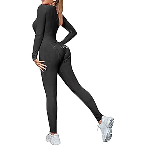 Damen Einteiler Onesie Nachtwäsche Tiefer V-Ausschnitt Butt Knopf Rückenklappe Jumpsuit Pyjama Bodycon Bodysuit Strampler Cover