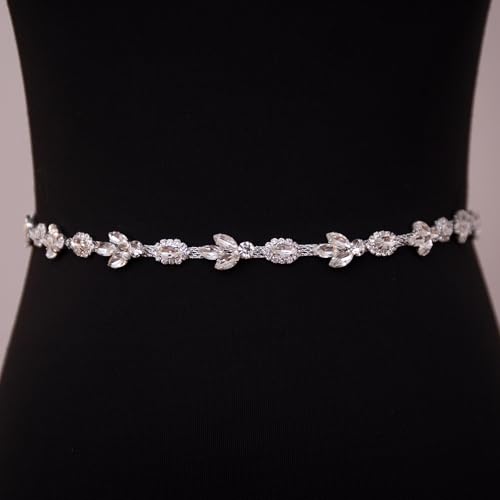 Bridal Belt Crystal Wedding Belt Thin Bride Belt Rhinestone Sash Belt,Crystal Sash for Wedding Dress Bridesmaid Flower Gril3
