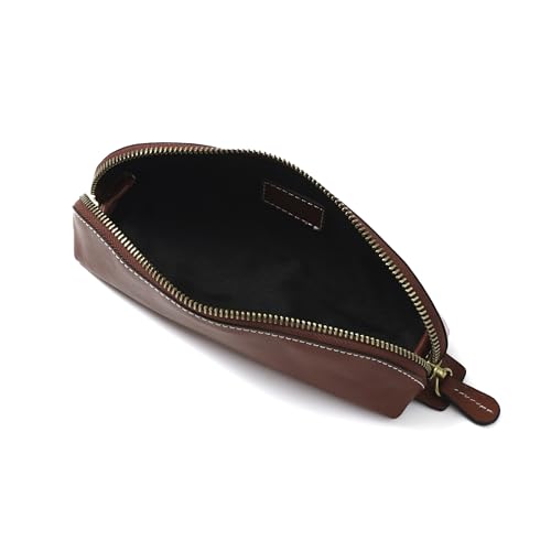 Image of Cockatoo Genuine Leather Pencil Pouch, Accessories holder, Stationery Bag, Zippered Pen Case for Work & Office (Scarlet)