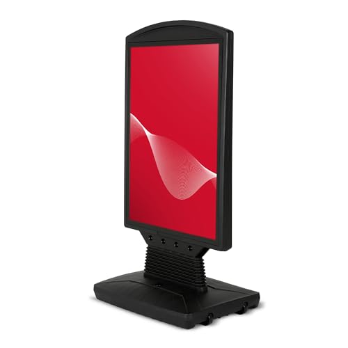 CASHDISPLAY Stop Trottoir Extérieur Dortmund | Chevalet Publicitaire Double Face en Plastique Rembourrable | Panneau Publicitaire Stable avec Roues pour...