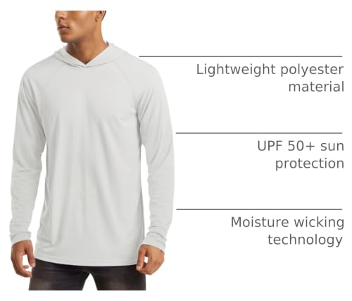 Image of MAGCOMSEN Men's Hooded UPF 50+ Sun Protection T Shirts Long Sleeve Athletic Fishing Shirts Rash Guards