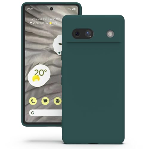 YATWIN Hülle für Google Pixel 7a Silikon Handyhülle mit Futter 1mm Kamera und Displayschutz Dünn & Leicht Anti Kratzer Case Grün